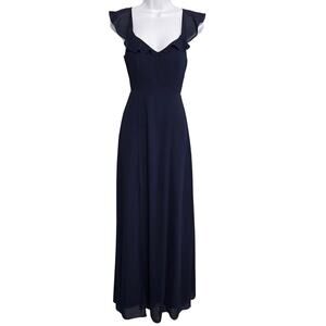 Bhldn‎ Womens Ruffled Frilly Elegant Classic Bridesmaid Diana Maxi Dress Size XS